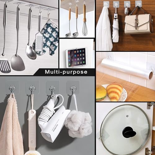 ZESLMG 12 Pack Large Adhesive Wall Hooks - Heavy Duty Removable Sticky Hooks