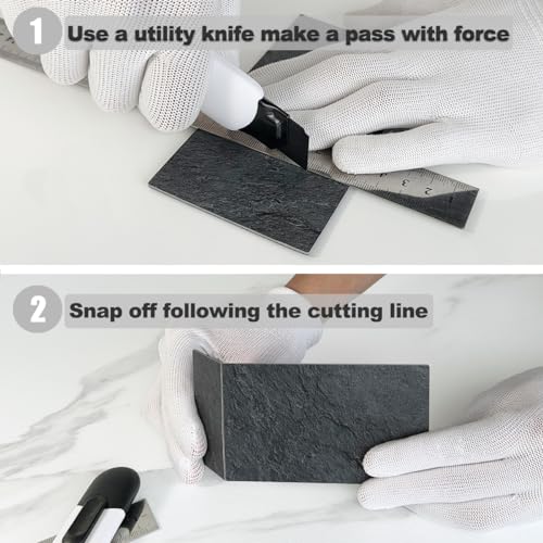 AULIGET Black Slate Peel and Stick Backsplash Wall Tiles 3x6 PVC 4-Pack