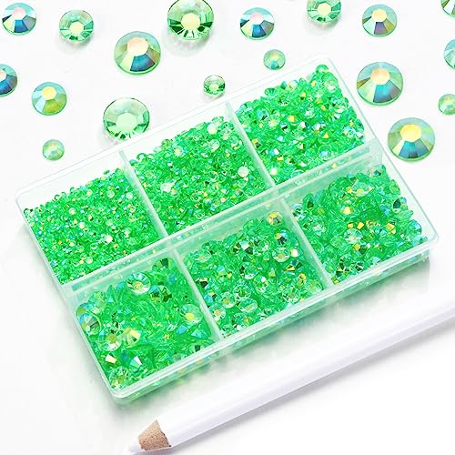 3000PCS Grass Green AB Flatback Rhinestones for Crafts & Nail Art