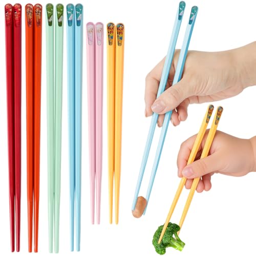 Coikcer Reusable Fiberglass Chopsticks Set - 6 Pairs (4 Adult, 2 Kids)