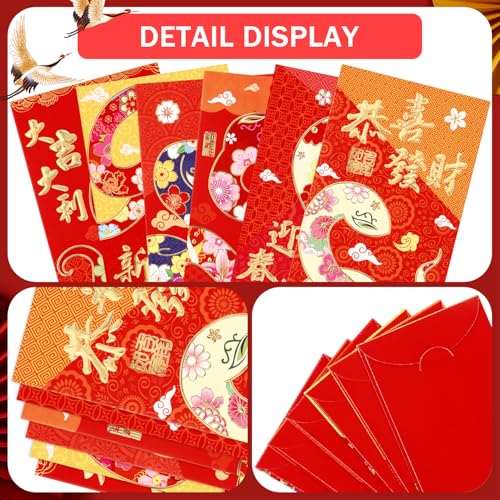 2025 Chinese New Year Red Envelopes - 24 Pack with 6 Designs