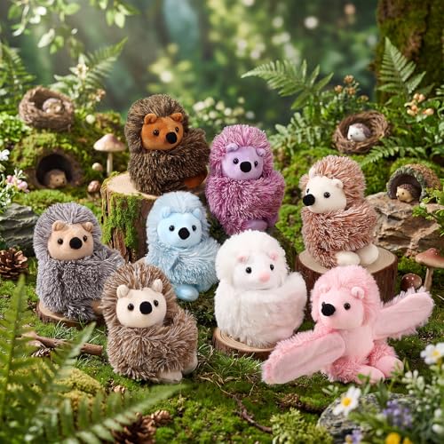 Kids Plush Hedgehog Bracelets - 8 Pack Soft Collectible Toys for Children