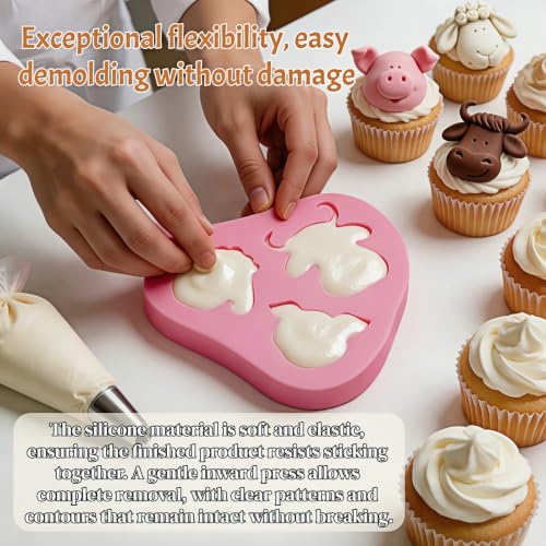 Geettcaifu Farm Animal Silicone Mold for Cake Decorating and Candy