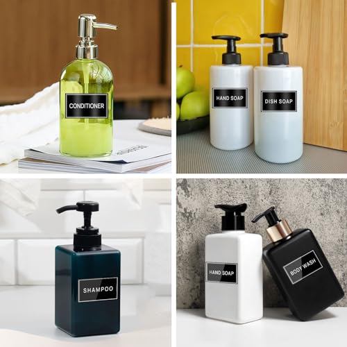 24PCS Waterproof Bathroom Labels for Soap & Shampoo Dispensers