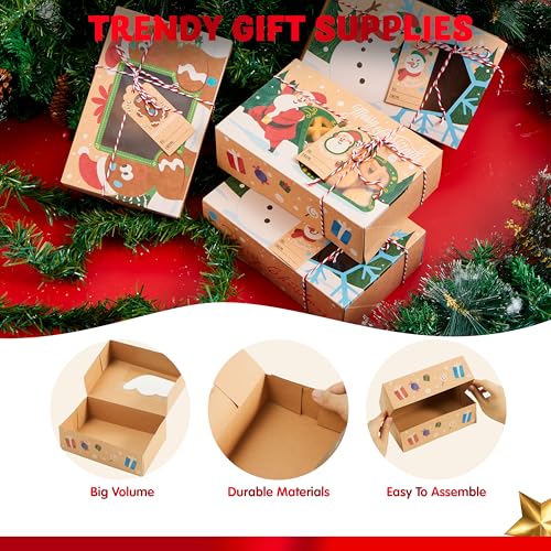 12 Pack Christmas Cookie Gift Boxes with Window - Festive Bakery Pastry Containers