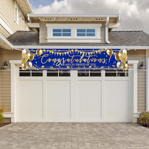 Avezano Blue and Gold Graduation Banner 2026 - 98x20 Inch