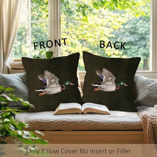 Farmhouse Vintage Mallard Throw Pillow Cover - 18x18 Inch