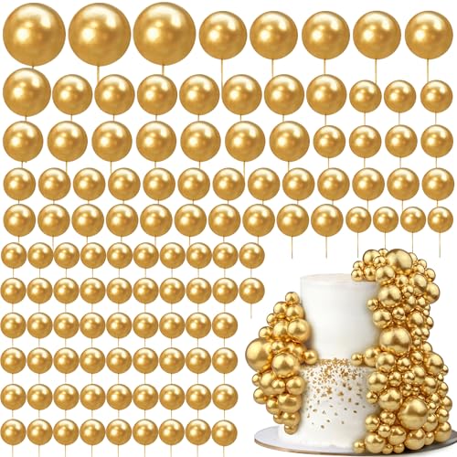 Gold Ball Cake Picks - 113 PCS Colorful Toppers for Parties
