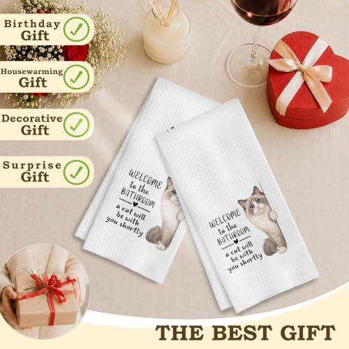 Funny Cat Bathroom Towels - 16x24 Inch Decorative Towel-06
