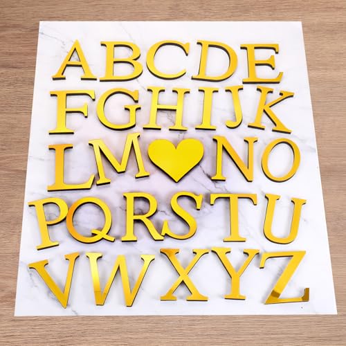 PATIKIL 3D Acrylic Alphabet Mirror Wall Sticker - Letter A, Deep Gold
