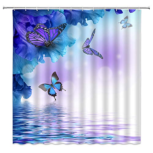Butterfly Shower Curtain 72x72 Inch - Vibrant Floral Design