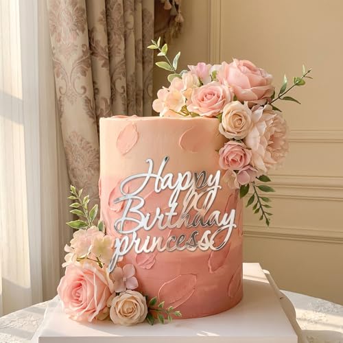 15Pcs Acrylic Happy Birthday Cake Toppers Gold and Silver Cupcake Decor
