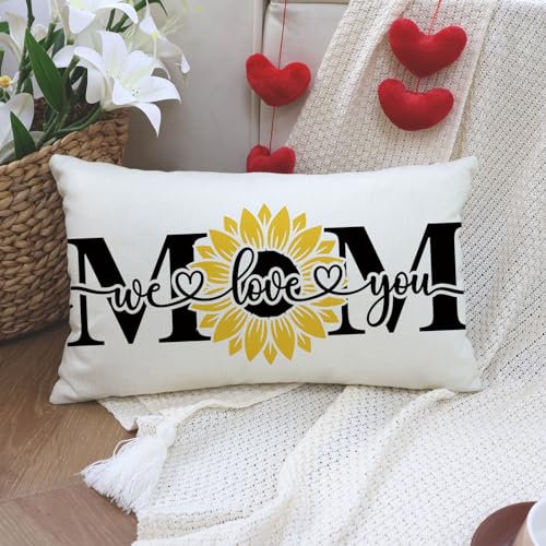 Mother's Day Sunflower Lumbar Pillow Cover 12x20 Inch Decorative Cushion