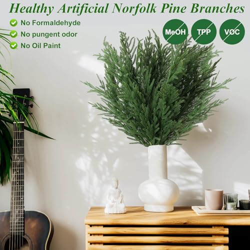 Artificial Norfolk Pine Stems - 36 Inch Real Touch Greenery for Christmas Decor