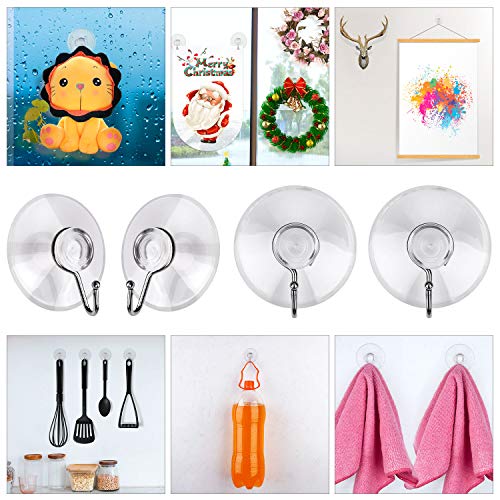 Awpeye 40-Pack Clear Suction Cup Hooks - 1.8" Heavy Duty PVC Wall Hooks
