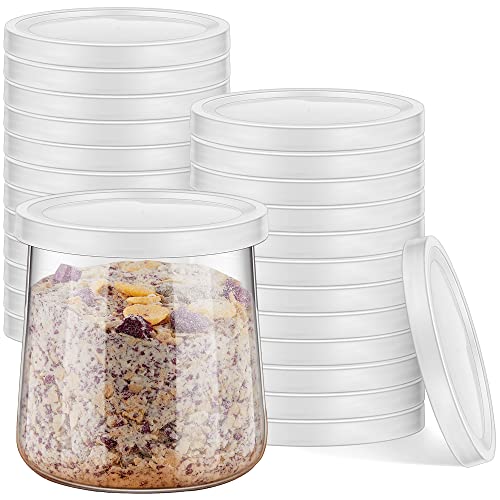 24 Pack Yogurt Jar Lids for Oui Yogurt | Reusable, Airtight, Clear