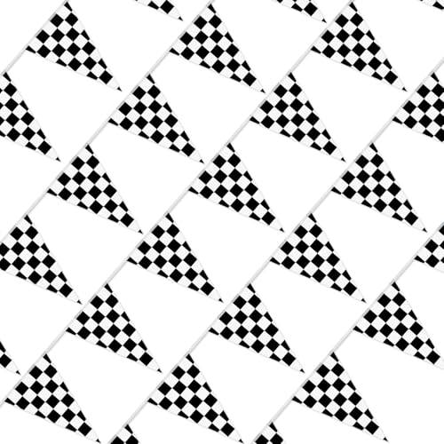 MARFOREVER 32.8 Ft Black & White Checkered Flag Banner - 24Pcs Racing Decor