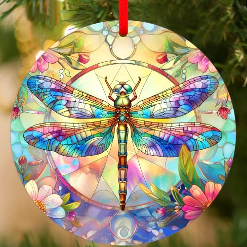 Dragonfly Christmas Tree Ornament Acrylic Hanging Xmas Decoration Gift