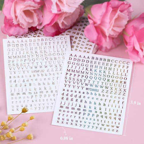 Kikonoke 12 Sheets Alphabet Nail Art Stickers Self-Adhesive Letter Decals