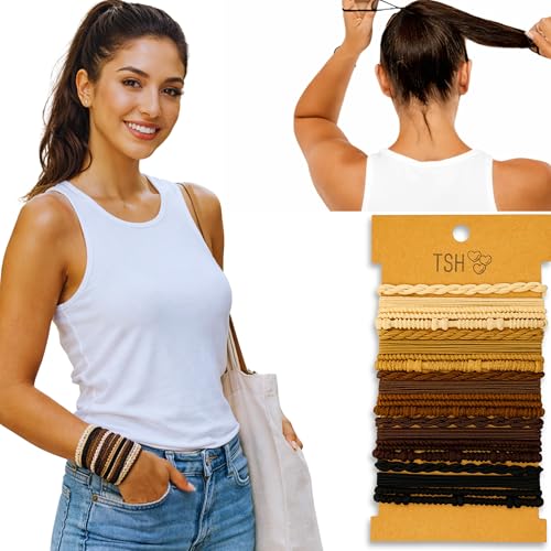 Boho Hair Ties 20-Pack Cute Elastic Ponytail Holders for Thick and Thin Hair