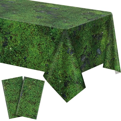 Kochorie Green Moss Plastic Tablecloths - 108 x 54 Inch, 2 Pack