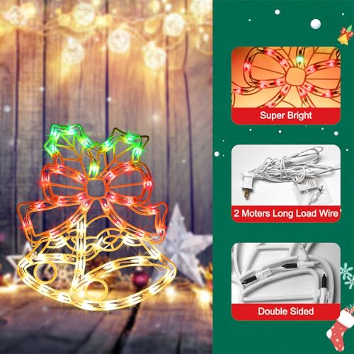 15-Inch Christmas Bell Light with Hanging Suction Cup for Holiday Decor