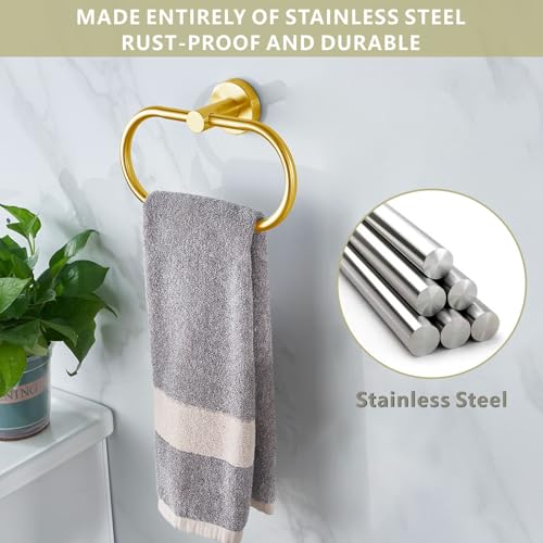 Gold Stainless Steel Towel Ring for Bathroom - Eolax Oval Design