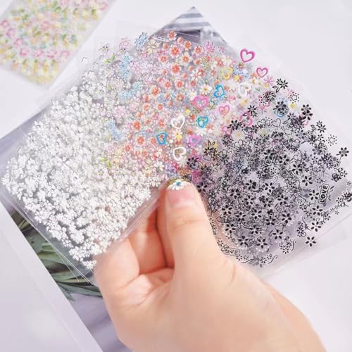 50 Sheets Floral Nail Stickers 3D Self-Adhesive Flower Decals Art Design
