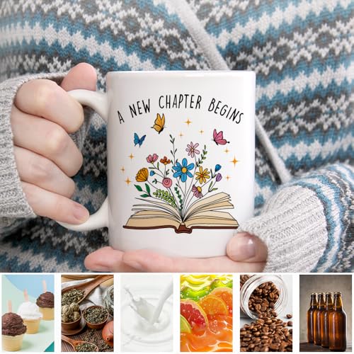 Funny 11oz Ceramic Coffee Mug - A New Chapter Begins Multicolor Gift for Women
