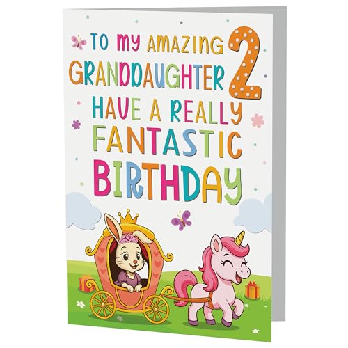 Princess Unicorn 2nd Birthday Card for Granddaughter