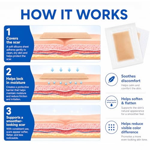 RAQEHO Silicone Scar Sheets - 10 Pack Waterproof Reusable Tape for C Section, Surgical & Burn Scars