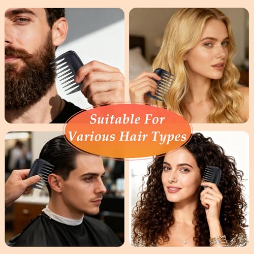 Attkryy 8-Pack Wide Tooth Detangler Combs Anti-Static Hair Combs