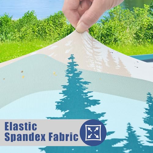Moosfor Fitted Round Tablecloth, Green Elastic Stretch Cover for 45"-56" Tables
