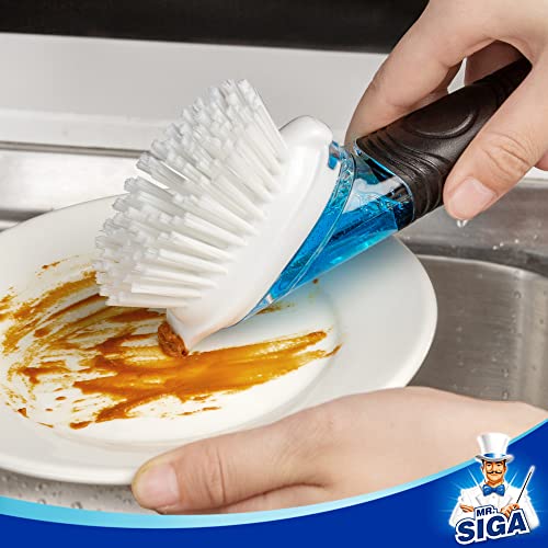 MR.SIGA Soap Dispensing Dish Brush with Scraper - 1 Pack