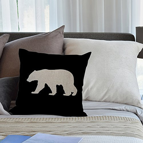 HGOD DESIGNS Black Bear Cotton Linen Throw Pillow Case 18x18
