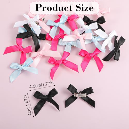 50-Piece Mini Hair Bow Clips Small Ribbon Hair Barrettes for Women and Girls