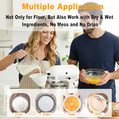 2-Pack Flour Funnel for KitchenAid Stand Mixer - Silicone Pouring Attachment