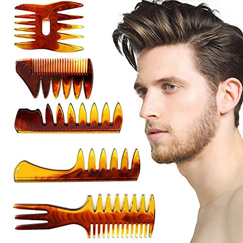 EastyGold 5-Pack Men's Hair Styling Comb Set Professional Barber Tool