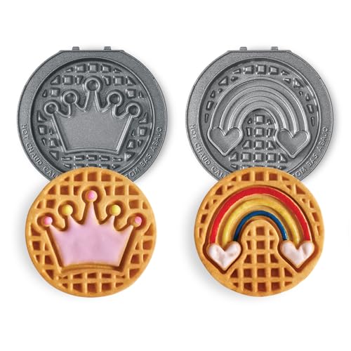 Dash MultiMaker Mini Waffle Plates - Crown & Rainbow Nonstick 2-Pack