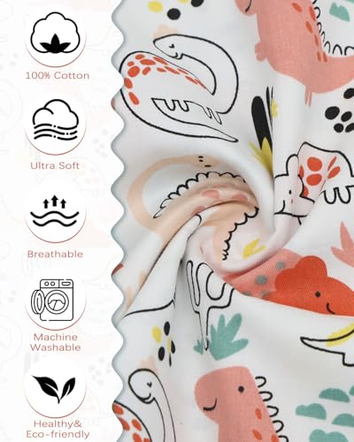 ALVABABY Toddler Pillowcases, Soft Cotton, 13x18 Inch, Dinosaur Print, 2-Pack