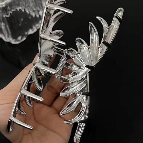 Zinzin Irregular Metal Hair Claw Clip - Non-Slip Liquid Metal Hair Barrette for Thick and Fine Hair (Grey)