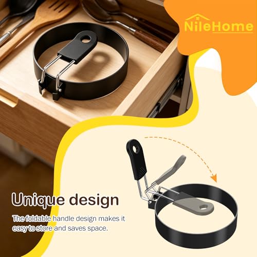 NileHome Nonstick Egg Rings Set of 4 - BPA-Free & Dishwasher Safe