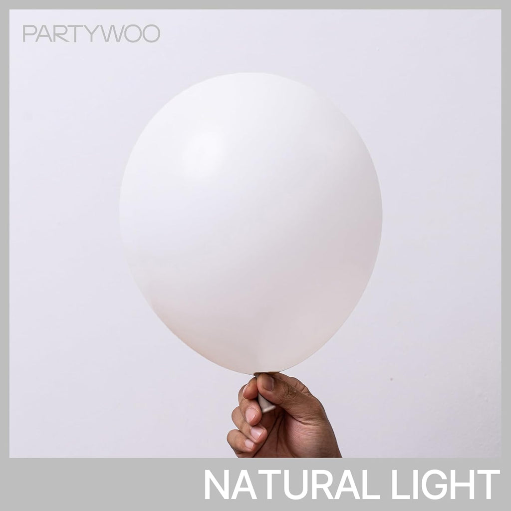 PartyWoo White Balloons - 155-Piece Matte Latex Balloon Arch Kit for Weddings & Celebrations | 5-12 Inch Sizes