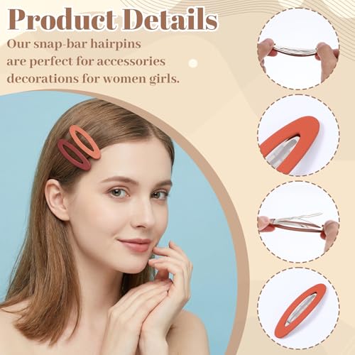 Dopenspi Large Snap Hair Clips Set, 6 Pack Matte Oval Hair Barrettes