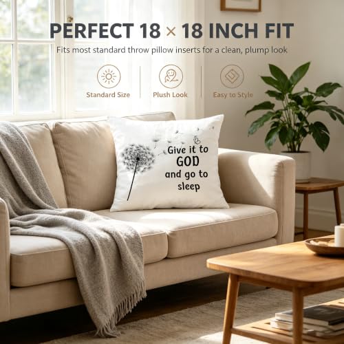 Dandelion Throw Pillow Cover - 'Give it to God' 18x18