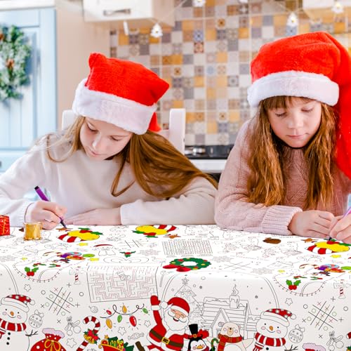 Christmas Coloring Tablecloth for Kids - 54x88in Activity Poster