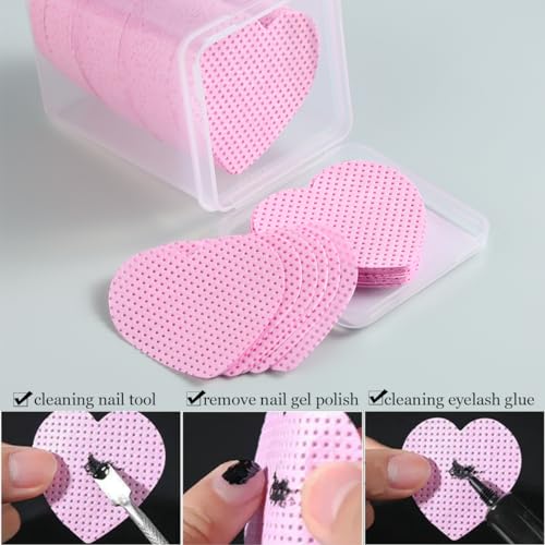 Fcozpjk 400Pcs Lint Free Nail Wipes Heart Shape Polish Remover Pads