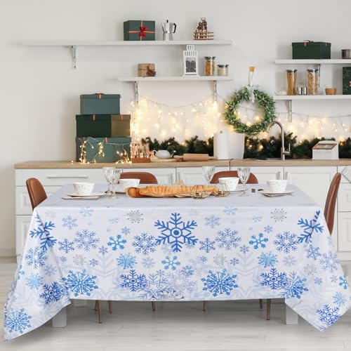 3 Pcs Bright Winter Snowflake Plastic Tablecloth for Christmas & Holiday