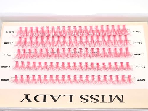 MISSLADY Pink Faux Mink Lash Clusters - 20D C Curl DIY Individual Eyelashes