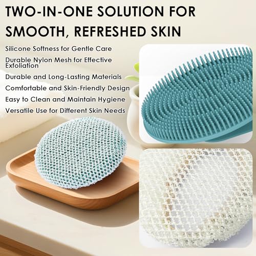 INNERNEED 2-in-1 African Exfoliating Net Sponge and Silicone Body Brush